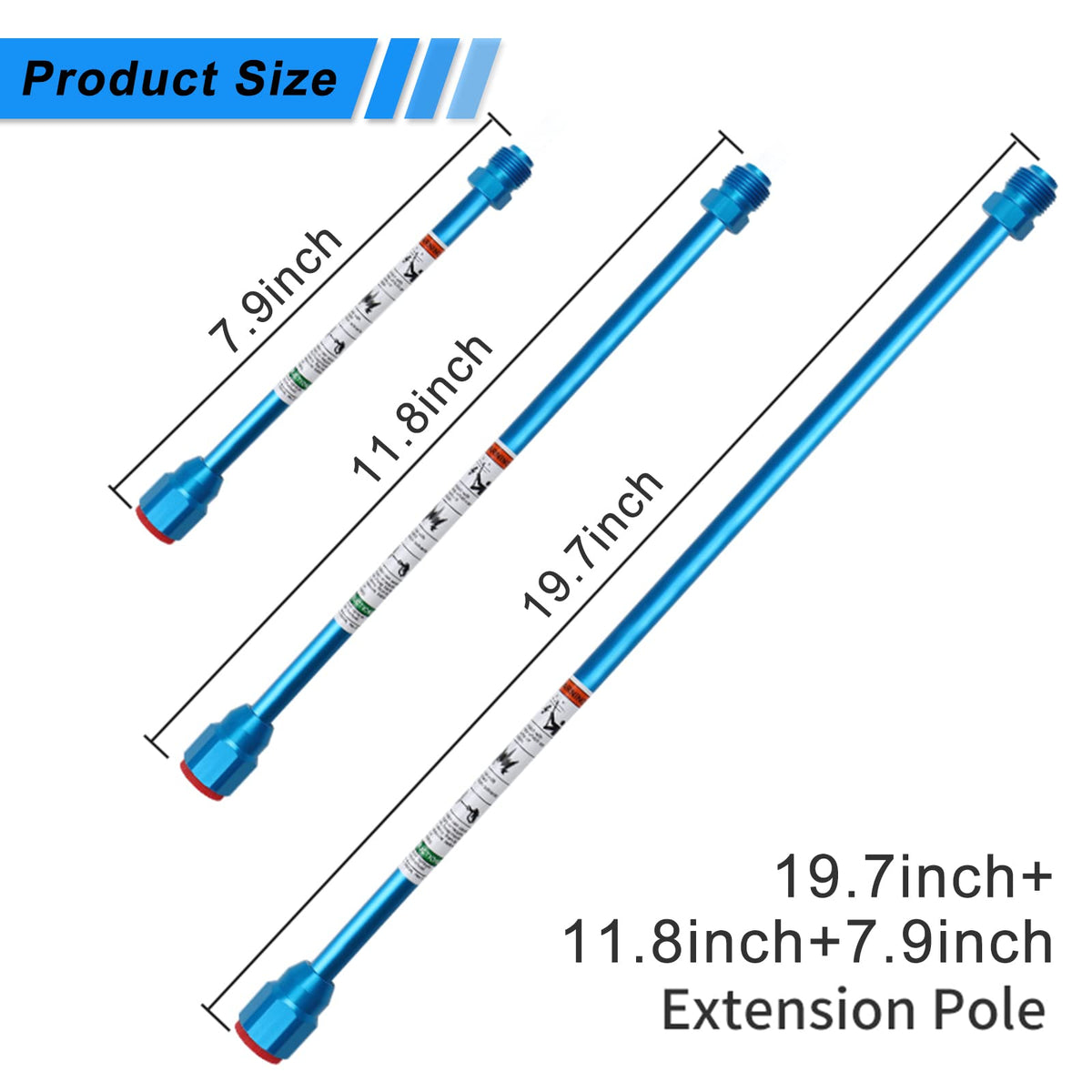 ZHUITU airless extension rod 19.7 inch extends reach for tall decks.