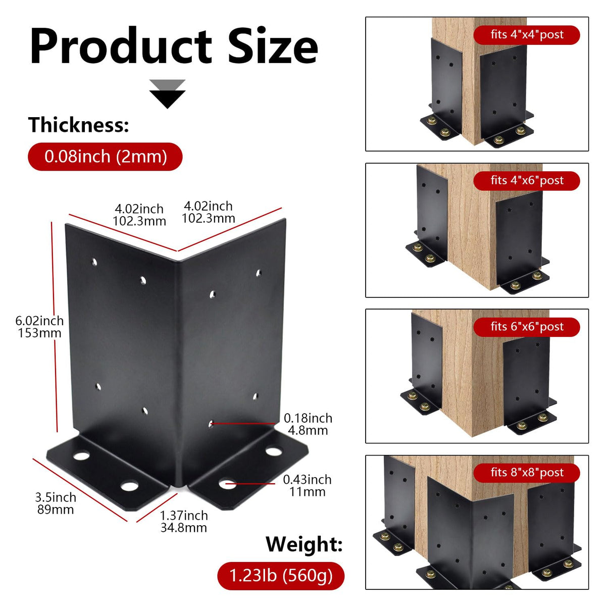 Zhupoub post base bracket installation view for railing projects