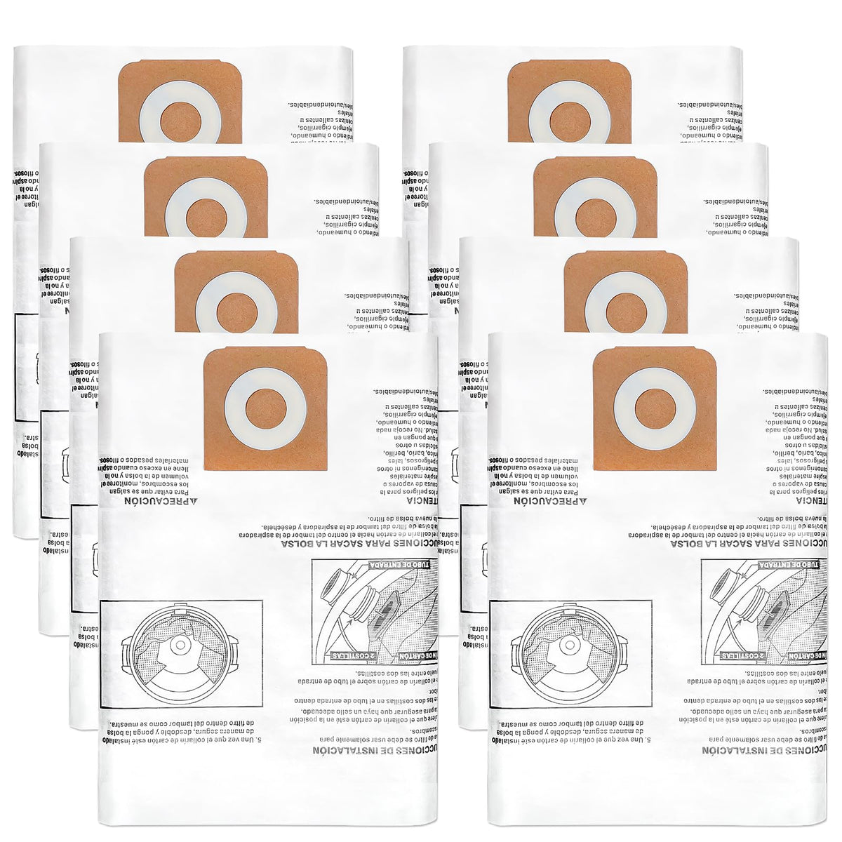 Zibopon 8-pack dust bags for Craftsman 16-20 gallon shop vac; secure dry pickup solution