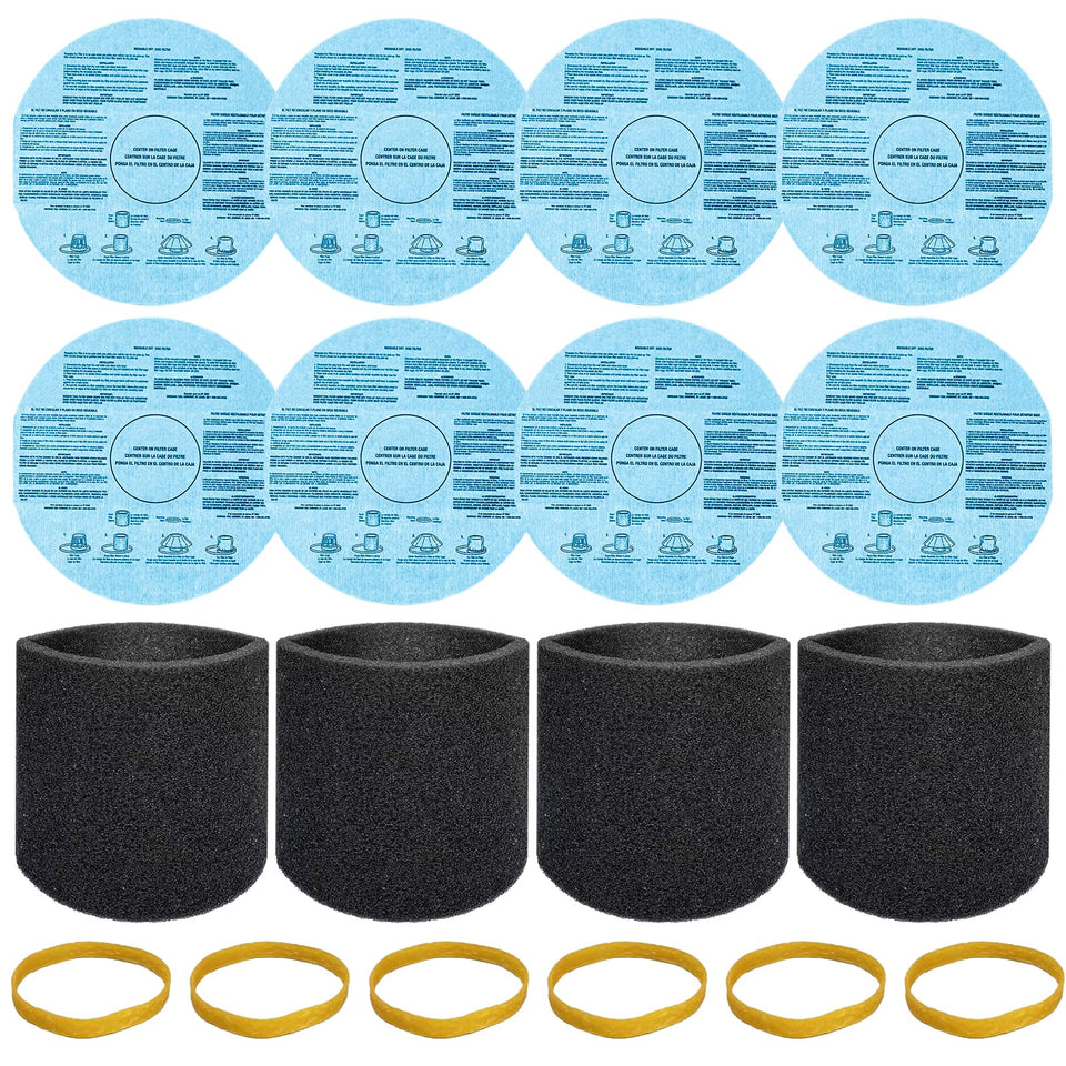 Zibopon 8-pack 90107/90137 dry filters for Shop Vac improve dust capture