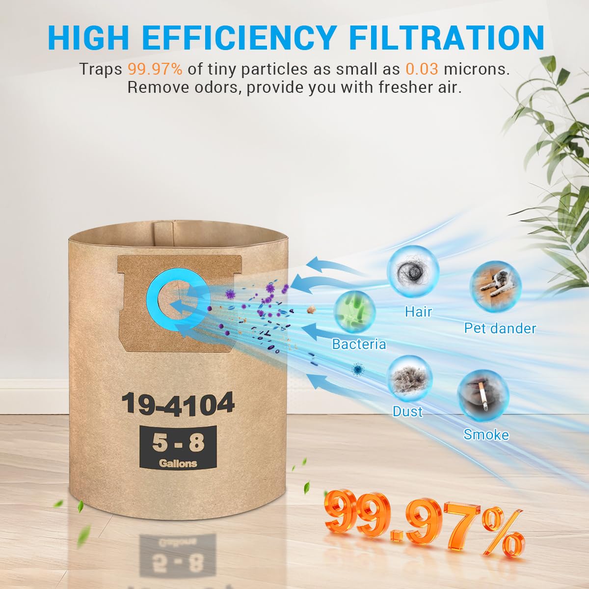 Zibopon DXV06PL-compatible bags keep canister tidy during cleanup.