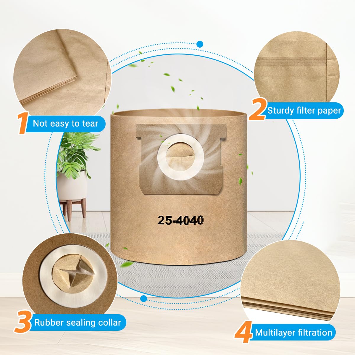 Zibopon DXVA25-4040 compatible with Craftsman 4-gallon vacuums for versatility.