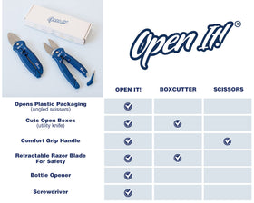 Zibra Open It 4-in-1 retractable blade demonstrates precise box cutting