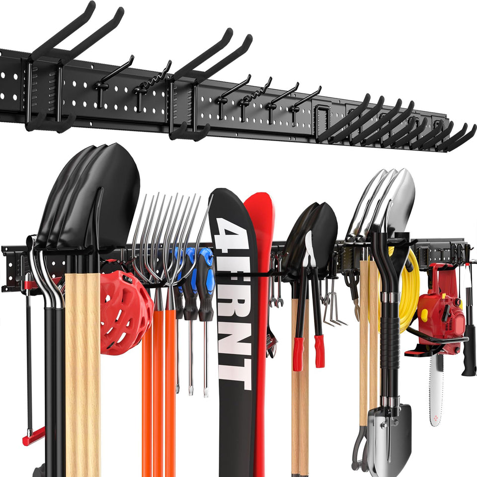 ZICANYCO wall-mounted garage organizer 64-inch span for space saving and easy access.