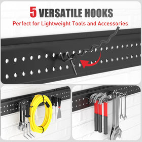 PVC-wrapped hooks prevent scratching tool surfaces.
