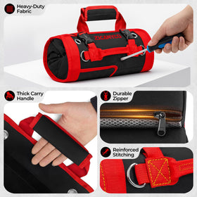 ZICANYCO Roll Up Tool Bag detachable pouches highlighting modular storage.