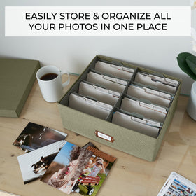 ZICOTO photo box compartments visible, ideal for sorting and storing photos in stylish fashion.