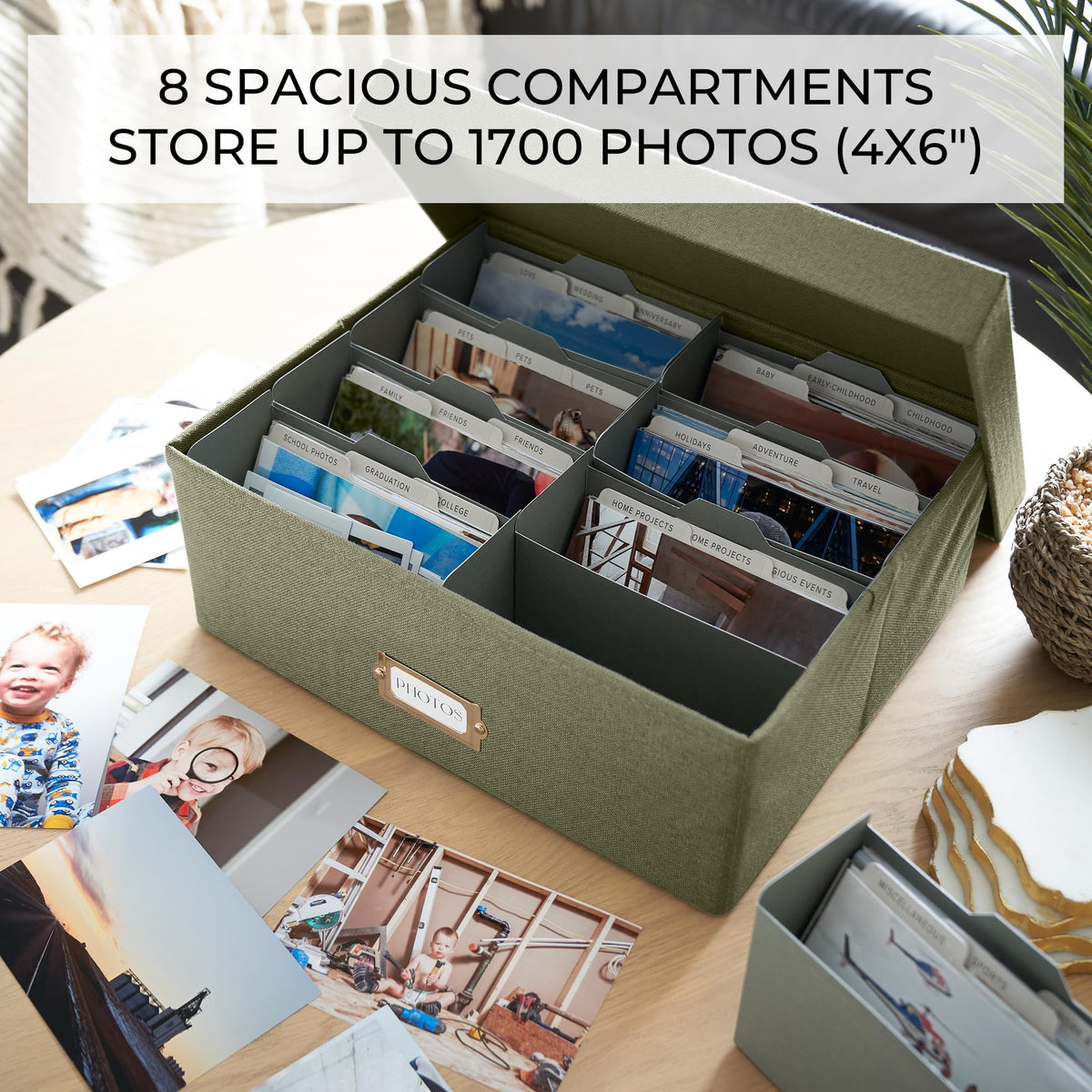 ZICOTO decorative box features sage green linen finish that elevates any room.