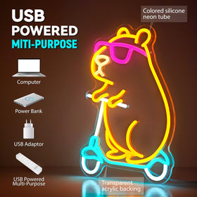 Zidoni Capybara neon wall mounting holes offer easy hanging.