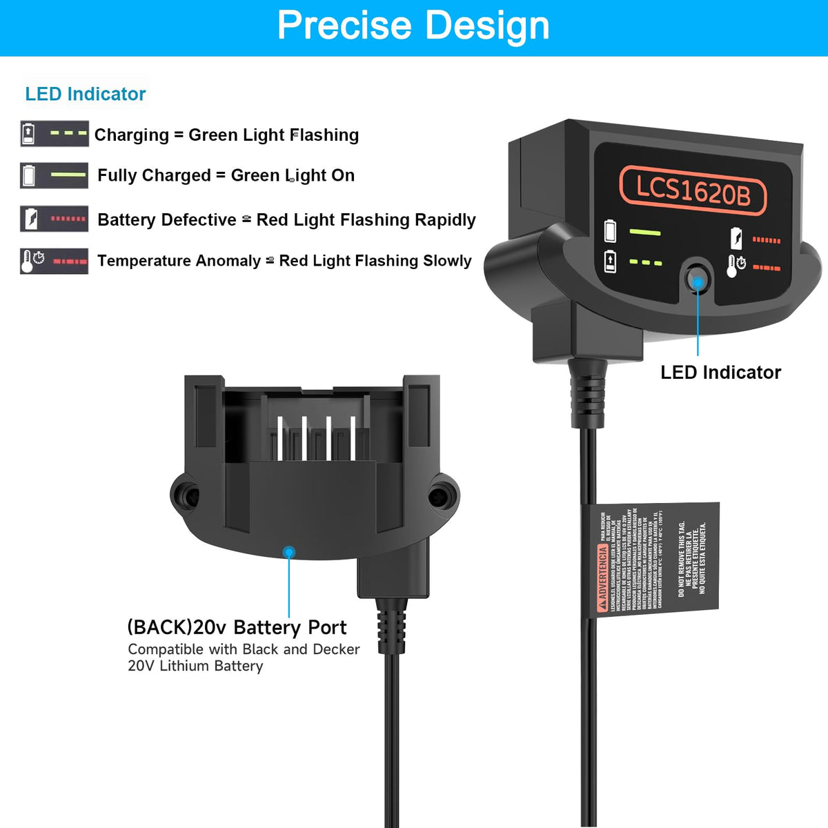 ZIFI LCS1620B rear ports for simple battery connections