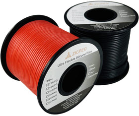 ZIGPEO 18 AWG red silicone wire on 100 ft spool for high-current RC setups.