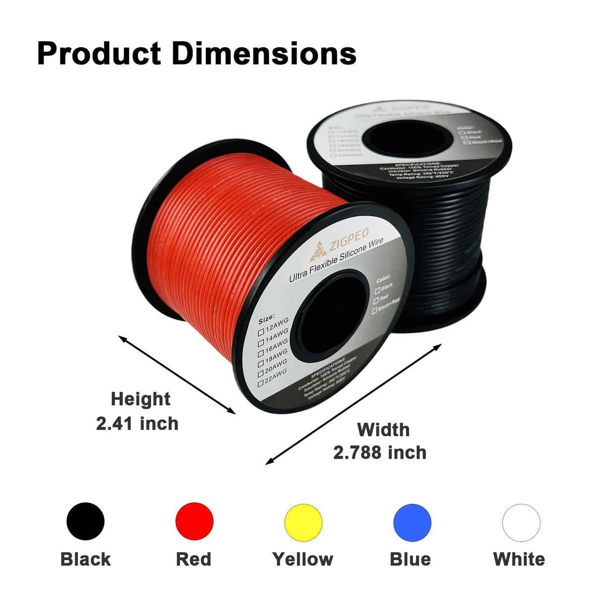 High-temperature rated wire at 392°F (200°C) suitable for demanding applications.