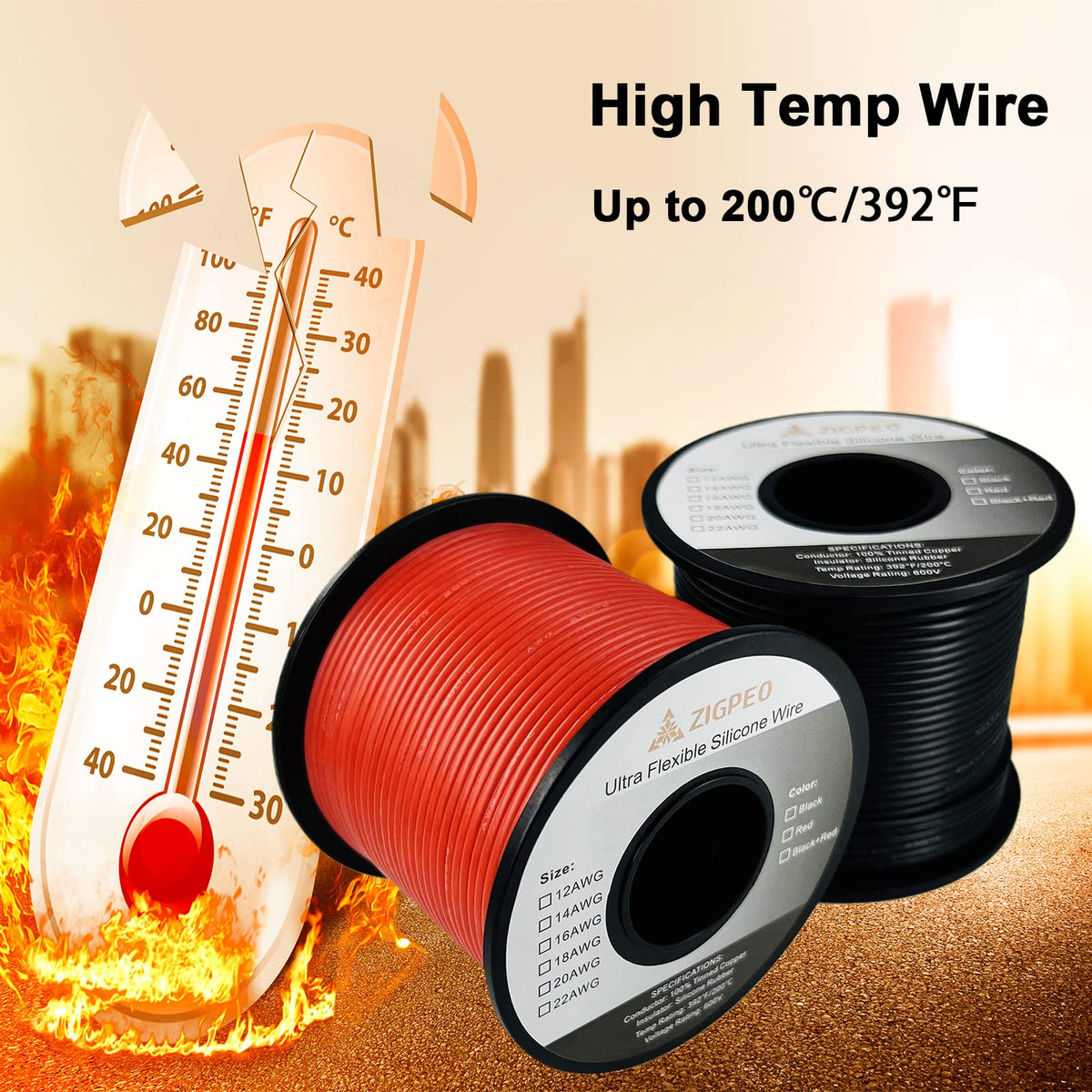 Silicone insulation emphasizes flexibility and heat resistance in challenging environments.