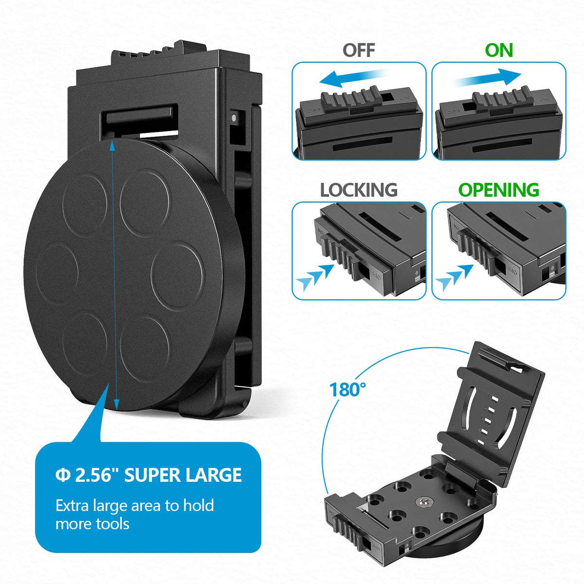 Zihvfzu clip side view demonstrates slim, ergonomic profile for belt attachment.