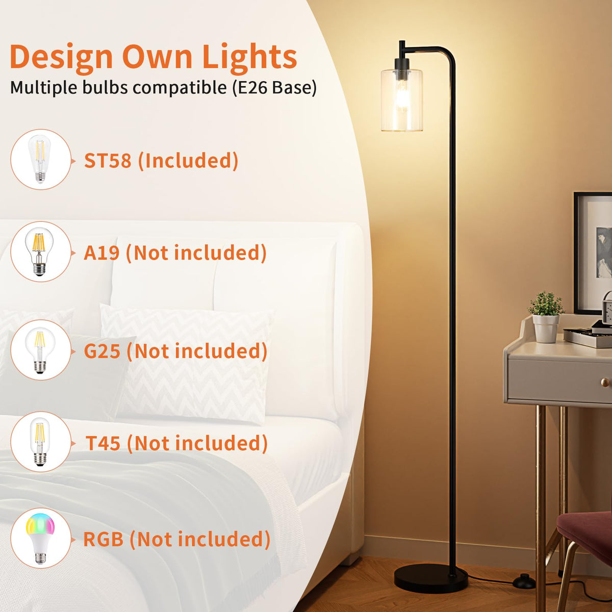 Ziisee floor lamp height 64.6 inches adds balanced illumination