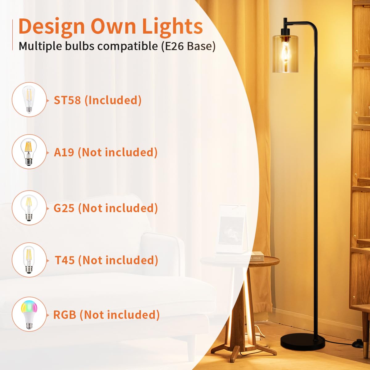 Ziisee floor lamp features a foot pedal switch for easy hands-free control.