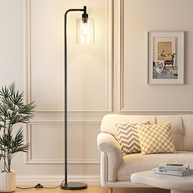 Ziisee industrial floor lamp with glass shade in full view for a modern living room