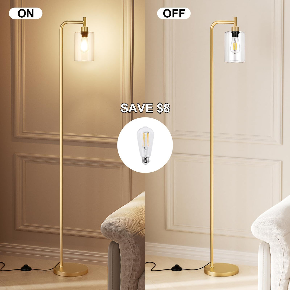 Ziisee industrial floor lamp with heavy base adds stability and safety.