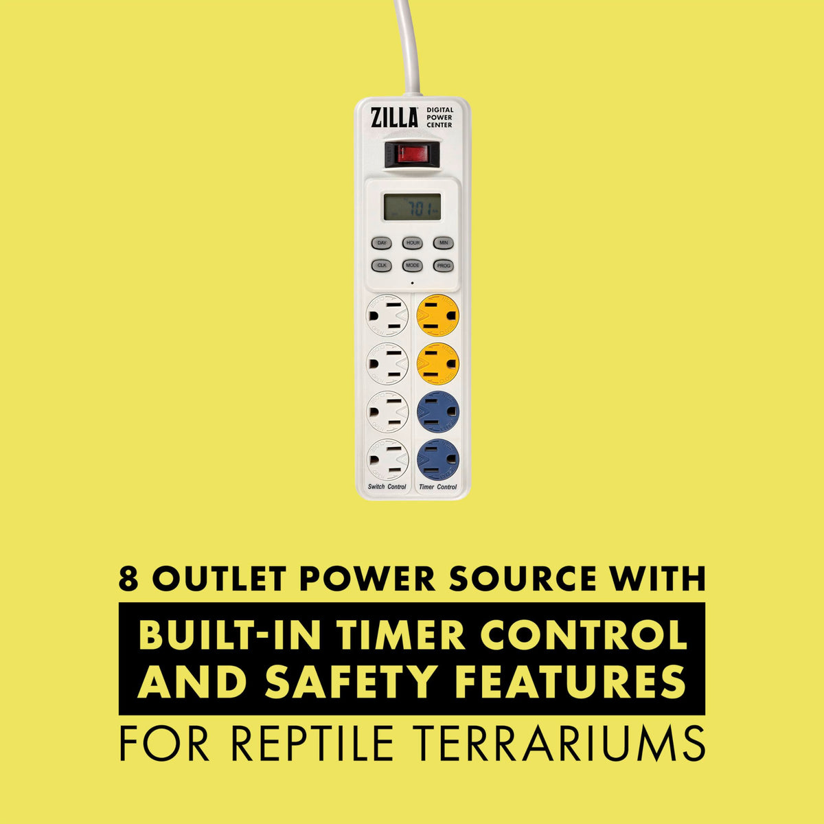 Zilla daytime nighttime outlets enable consistent day-night cycles for reptiles.