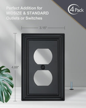 ZILLSEA 4-pack black decorative wall plate for quick upgrades.