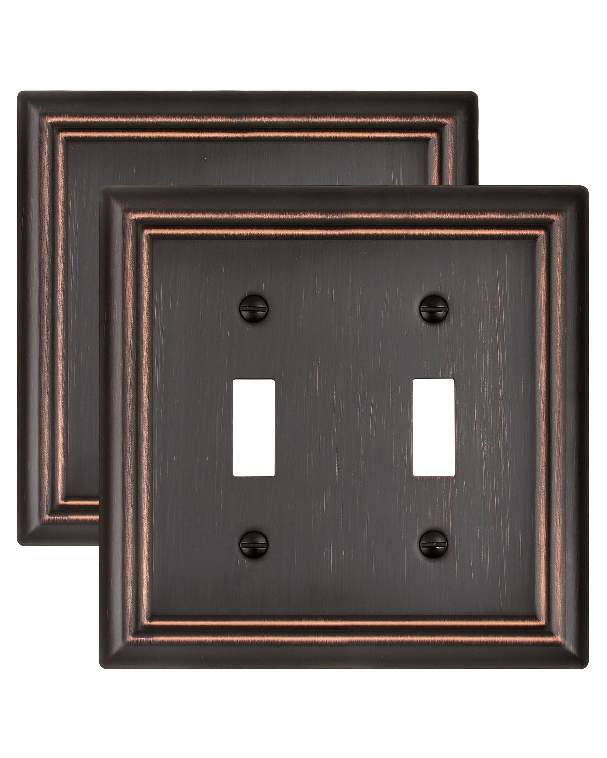 ZILLSEA aged bronze 2-toggle wall plate with vintage finish for a refined look.