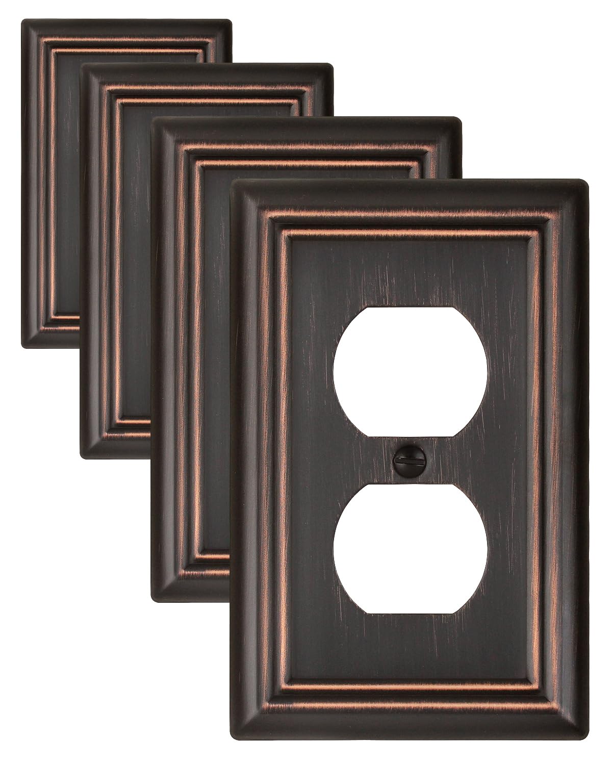 ZILLSEA aged bronze wall plate 1 duplex 4-pack adds vintage charm with durable steel construction.