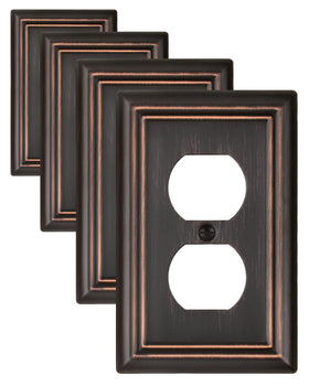 ZILLSEA aged bronze wall plate 1 duplex 4-pack adds vintage charm with durable steel construction.