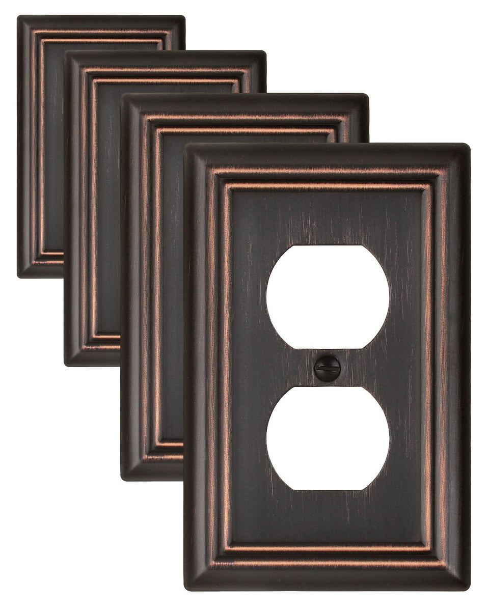 ZILLSEA aged bronze wall plate 1 duplex 4-pack adds vintage charm with durable steel construction.