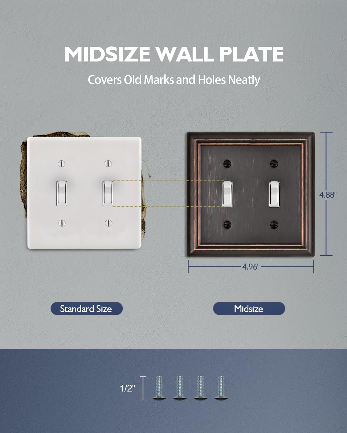 ZILLSEA aged bronze wall plate in kitchen pairs with modern appliances and warm tones.