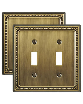 ZILLSEA antique brass double-toggle wall plate with pearl design for durable style.