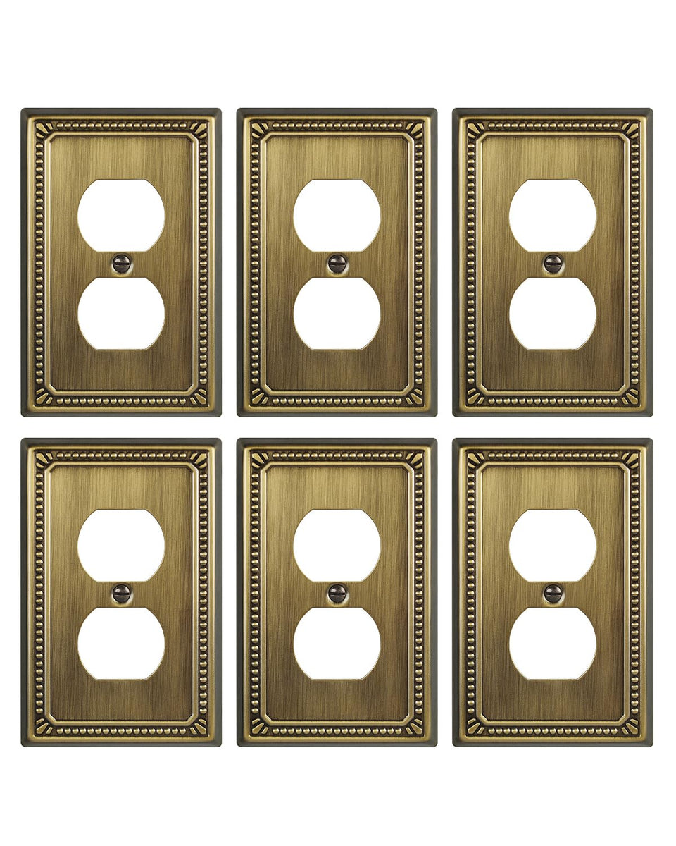 ZILLSEA antique brass duplex wall plate with pearl design for stylish rooms