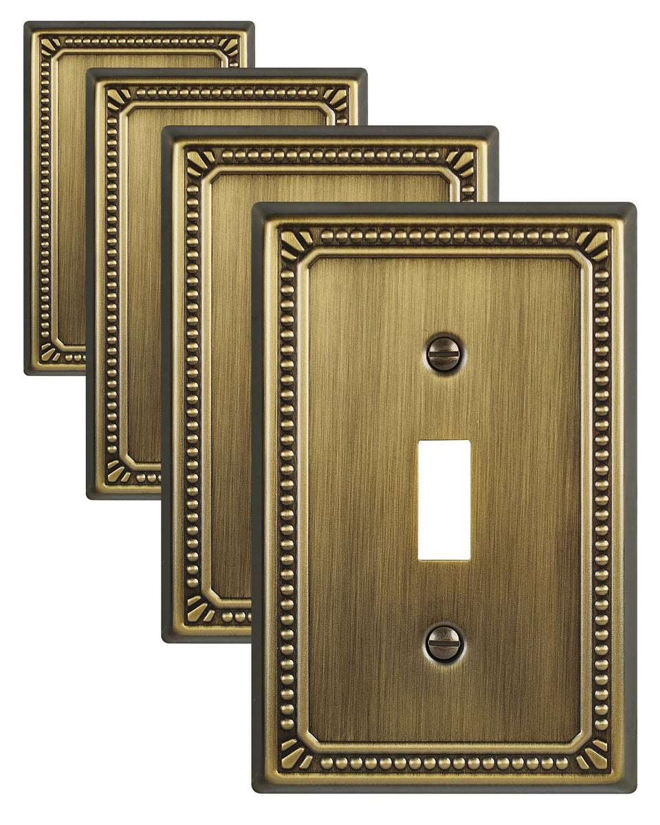 ZILLSEA antique brass pearl toggle plate four-pack for quick wall upgrades.