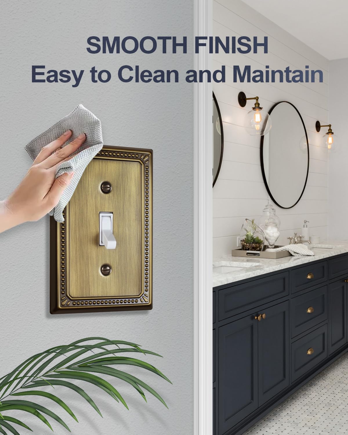 ZILLSEA antique brass pearl toggle plate elevates kitchen aesthetics with subtle glamour.