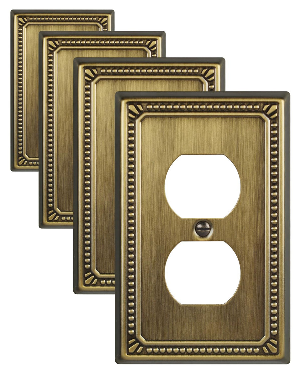ZILLSEA antique brass pearl wall plate duplex 4-pack adds timeless elegance to any outlet.