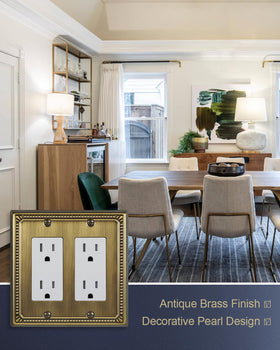 ZILLSEA antique brass finish wall plate with pearl detailing adds timeless charm.