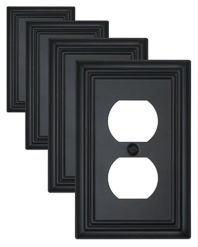 ZILLSEA decorative framed switch plate in black adds modern texture to any wall.
