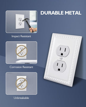 Close-up of ZILLSEA duplex outlet cover showing craftsmanship and finish.