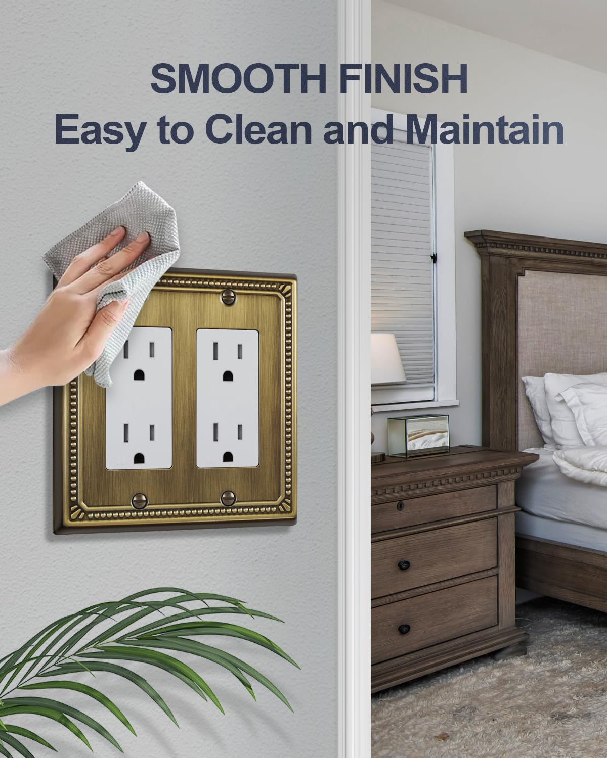 ZILLSEA wall plate fits dimmers, toggles, and outlets for versatile installation.