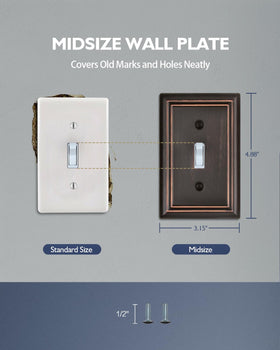 Edge detail of ZILLSEA aged bronze wall plate for seamless fit.