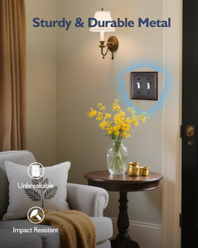 ZILLSEA metal wall plate with durable steel construction ensures lasting use.