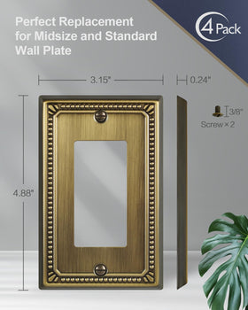ZILLSEA mid-size wall plate measures 3.15 by 4.88 inches for easy replacements.