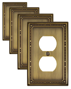ZILLSEA antique brass outlet cover 4-pack front view rustic charm