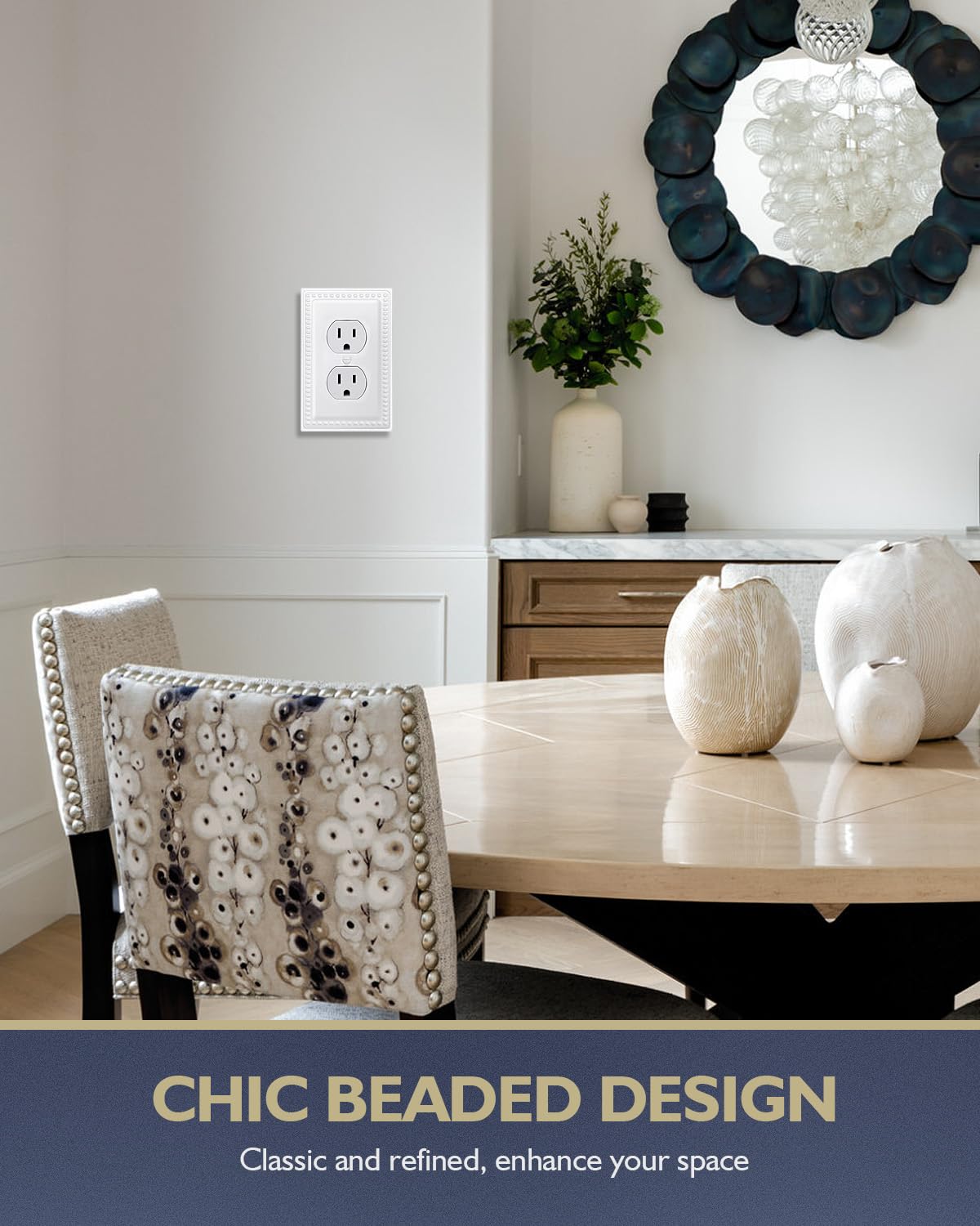 ZILLSEA wall plate pure white metal for durable outlet protection.