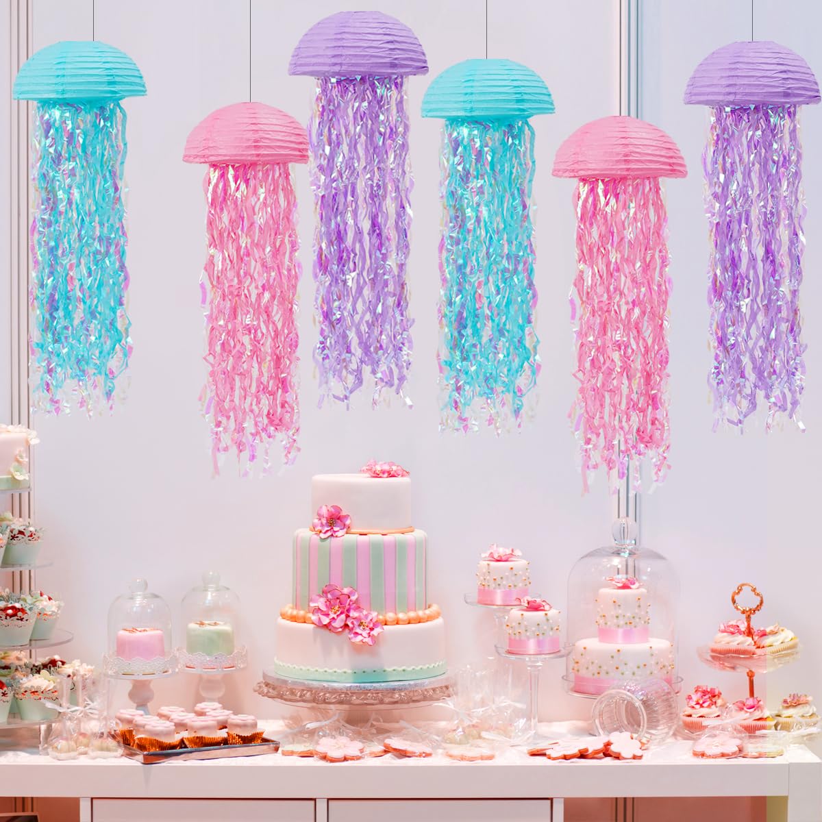 Zilue ceiling-hanging jellyfish lanterns ready for quick party ceiling decor