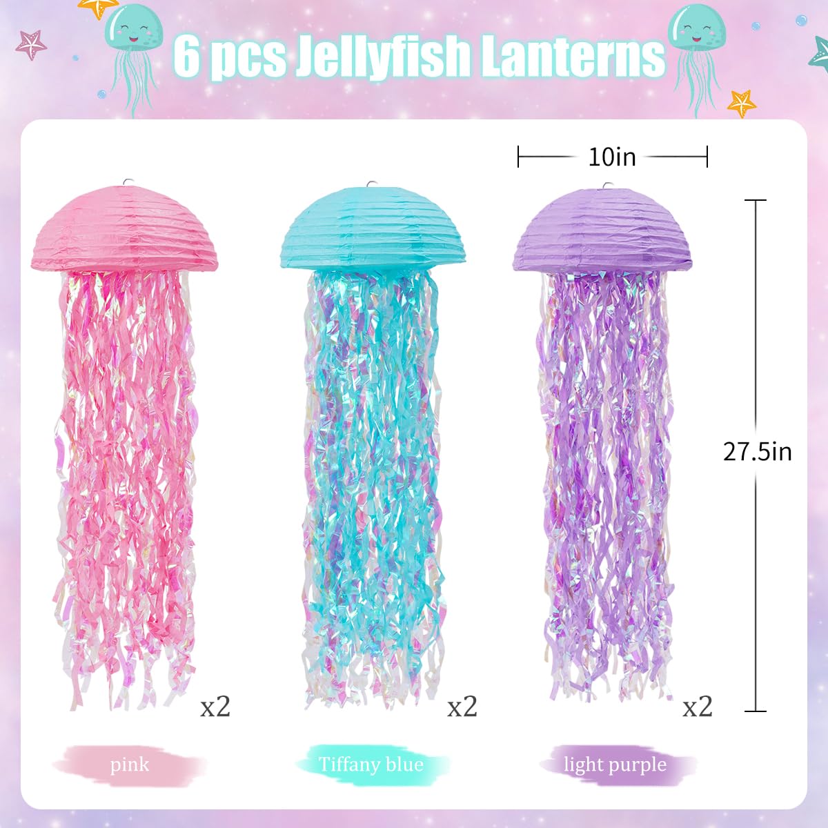Zilue jellyfish lantern in blue adds ocean mood and ceiling decor for baby showers