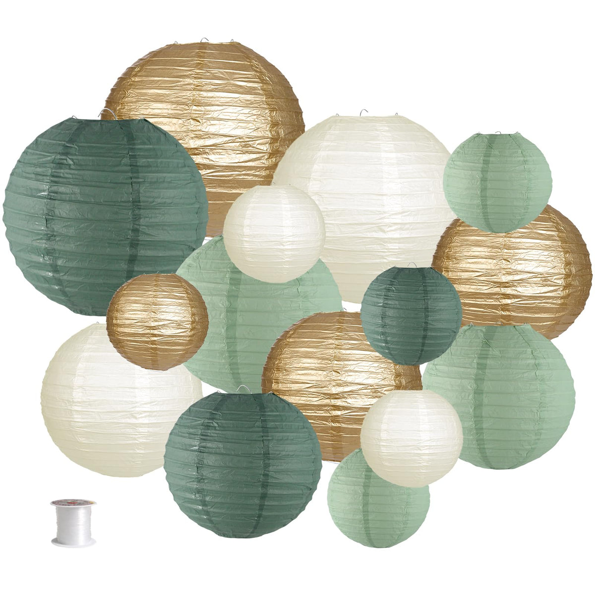 Zilue 10-inch sage green paper lanterns for romantic rustic décor