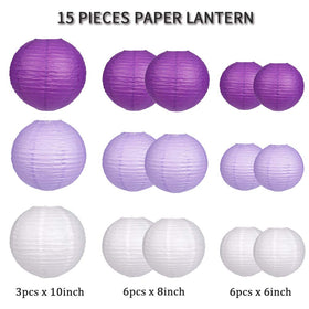 zilue paper lanterns 8-inch purple lavender white create elegant uplighting at celebrations