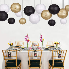 zilue 6-inch black gold white lanterns six-pack for intimate gatherings