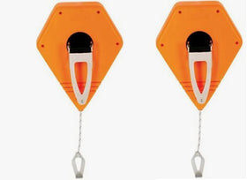 Zimpty Keson P100 package and reel setup showing chalk line tool-only design.