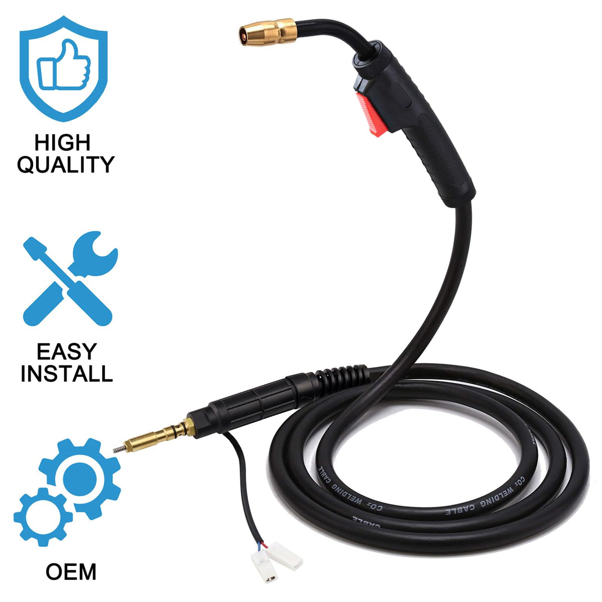 Zinger ergonomic handle design for comfortable welding sessions.